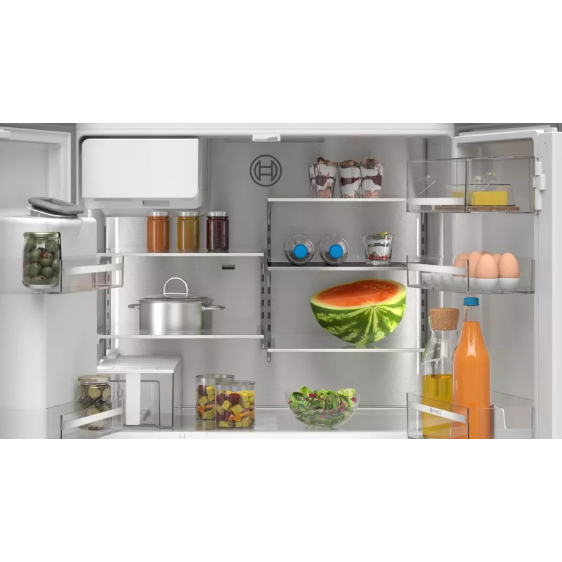 Bosch Serie 6 KFI96APEA French Door koel-vriescombinatie, 574 l (375 l koelkast + 199 l vriezer), energieklasse E, Home Connect, geborsteld roestvrij staal