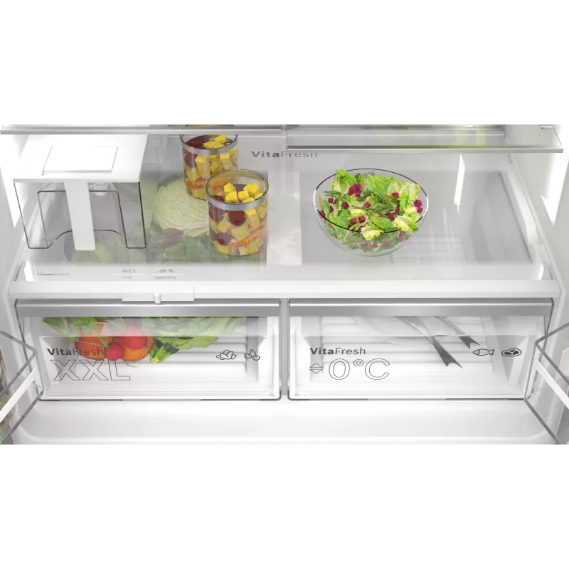 Bosch Serie 6 KFI96APEA French Door koel-vriescombinatie, 574 l (375 l koelkast + 199 l vriezer), energieklasse E, Home Connect, geborsteld roestvrij staal