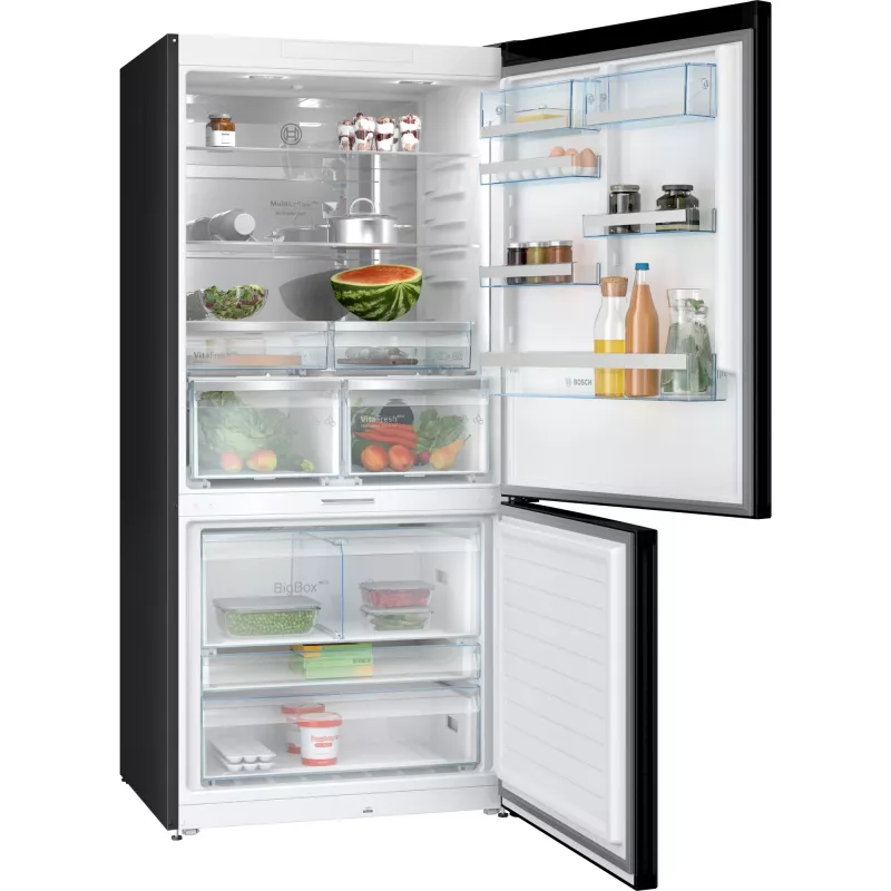 Bosch Serie 8 KGP86AXB0N vrijstaande koel-vriescombinatie, 621 l (419 l koelkast + 202 l vriezer), energieklasse B, 186 cm, Home Connect, zwart roestvrij staal