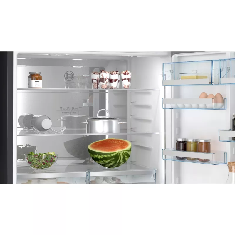 Bosch Serie 8 KGP86AXB0N vrijstaande koel-vriescombinatie, 621 l (419 l koelkast + 202 l vriezer), energieklasse B, 186 cm, Home Connect, zwart roestvrij staal