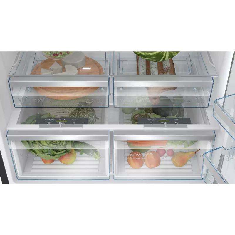 Bosch Serie 8 KGP86AXB0N vrijstaande koel-vriescombinatie, 621 l (419 l koelkast + 202 l vriezer), energieklasse B, 186 cm, Home Connect, zwart roestvrij staal