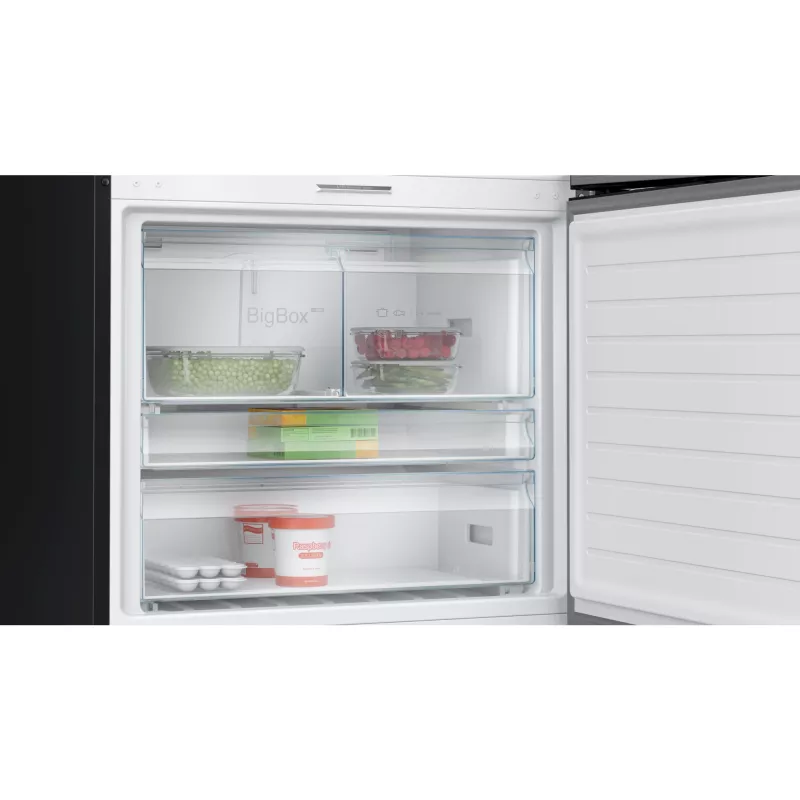 Bosch Serie 8 KGP86AXB0N vrijstaande koel-vriescombinatie, 621 l (419 l koelkast + 202 l vriezer), energieklasse B, 186 cm, Home Connect, zwart roestvrij staal