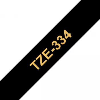 Labelband Brother TZE334 12 mm goud op zwart