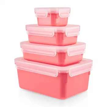 EMSA Clip & Close rechthoekige set coral 4 stuks