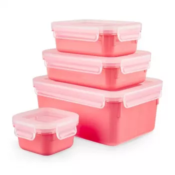 EMSA Clip & Close rechthoekige set coral 4 stuks