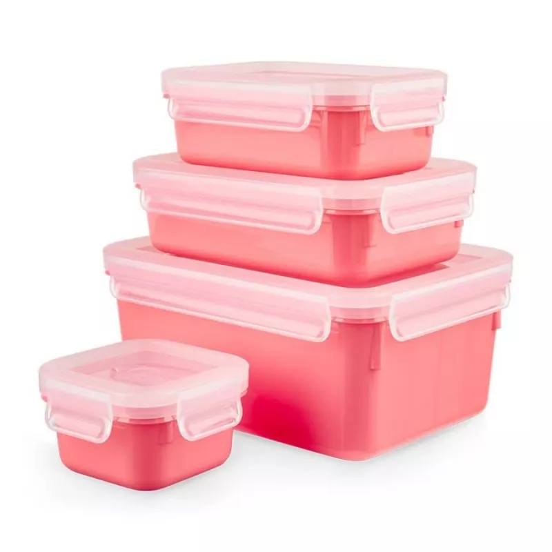 EMSA Clip & Close rechthoekige set coral 4 stuks