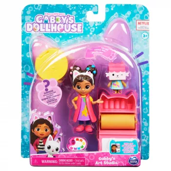 Gabby's Poppenhuis, kunstatelierset met 2 speelfiguren, 2 accessoires, levering en meubelstuk, kinderspeelgoed voor kinderen vanaf 3 jaar