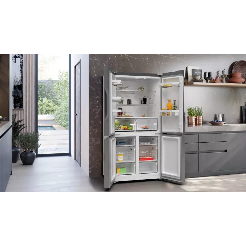 Siemens iQ300 KF96NVPEA French Door side-by-side koelkast, 605 l (405 l + 200 l), zilver