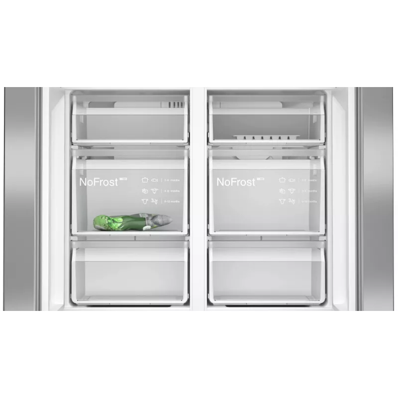 Siemens iQ300 KF96NVPEA French Door side-by-side koelkast, 605 l (405 l + 200 l), zilver