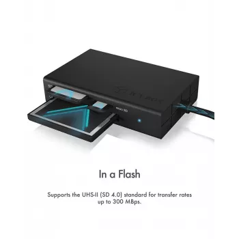 ICY BOX IB-CR401-C3 kaartlezer USB 3.2 Gen 1 (3.1 Gen 1) Type-C zwart