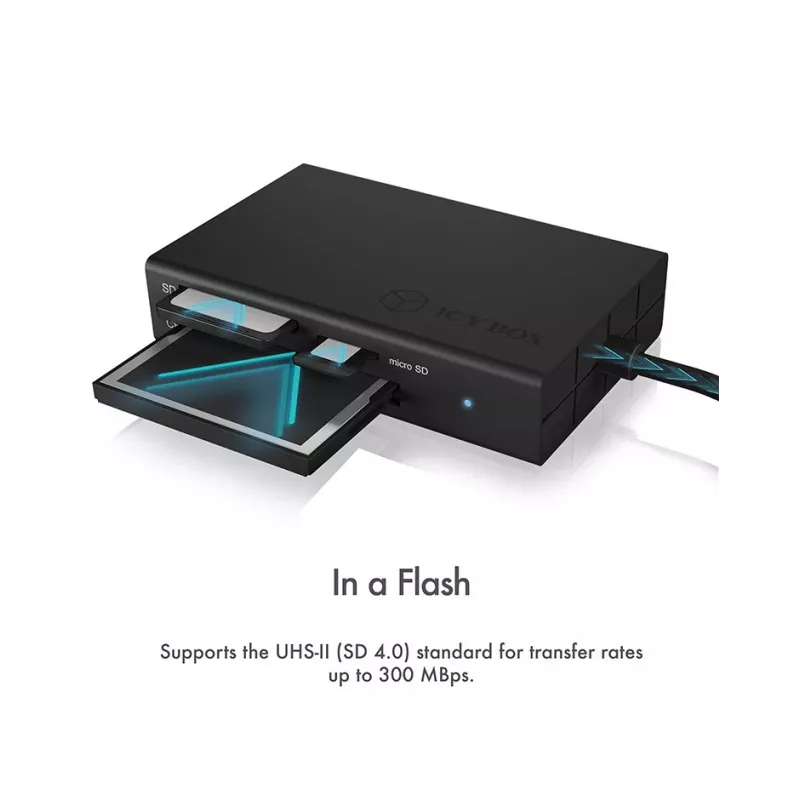 ICY BOX IB-CR401-C3 kaartlezer USB 3.2 Gen 1 (3.1 Gen 1) Type-C zwart