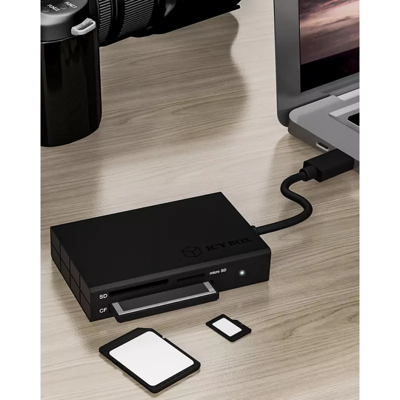 ICY BOX IB-CR401-C3 kaartlezer USB 3.2 Gen 1 (3.1 Gen 1) Type-C zwart