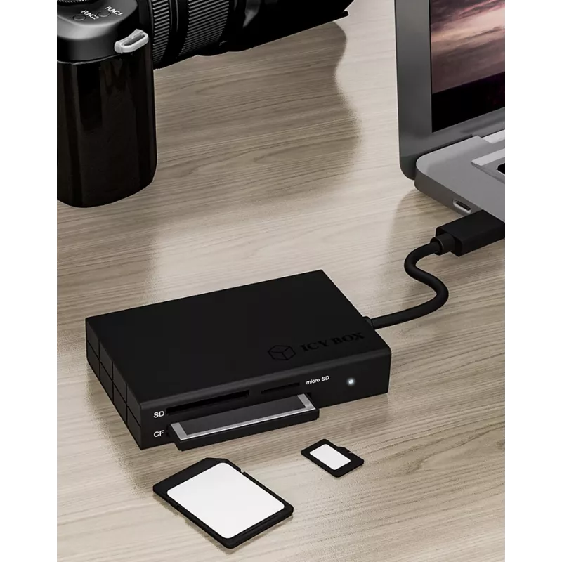 ICY BOX IB-CR401-C3 kaartlezer USB 3.2 Gen 1 (3.1 Gen 1) Type-C zwart