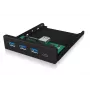 ICY BOX IB-HUB1418-i3 3,5-inch frontpaneel met USB 3.0-hub, 3x USB Type-A, 1x USB Type-C, zwart