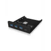ICY BOX IB-HUB1418-i3 3,5-inch frontpaneel met USB 3.0-hub, 3x USB Type-A, 1x USB Type-C, zwart