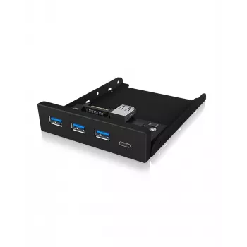 USB-hub ICY BOX IB-HUB1418-i3 — GL3520/ASM1543-chipset, zwart, 101×137×25 mm