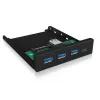 ICY BOX IB-HUB1418-i3 3,5-inch frontpaneel met USB 3.0-hub, 3x USB Type-A, 1x USB Type-C, zwart