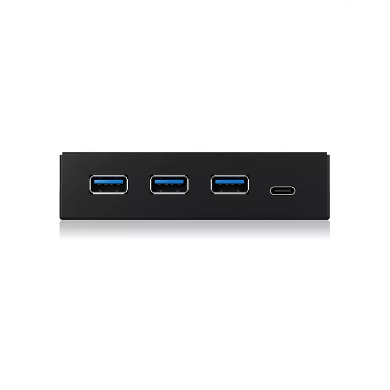 ICY BOX IB-HUB1418-i3 3,5-inch frontpaneel met USB 3.0-hub, 3x USB Type-A, 1x USB Type-C, zwart
