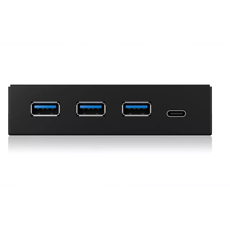 ICY BOX IB-HUB1418-i3 3,5-inch frontpaneel met USB 3.0-hub, 3x USB Type-A, 1x USB Type-C, zwart