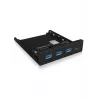 ICY BOX IB-HUB1418-i3 3,5-inch frontpaneel met USB 3.0-hub, 3x USB Type-A, 1x USB Type-C, zwart