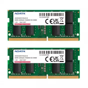 SO-DIMM 16 GB DDR4-3200 (2x 8 GB) dual-kit, werkgeheugen groen, AD4S32008G22-DTGN, Premier