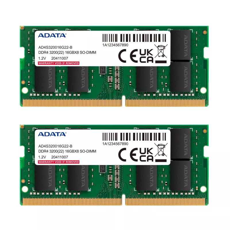 SO-DIMM 16 GB DDR4-3200 (2x 8 GB) dual-kit, werkgeheugen groen, AD4S32008G22-DTGN, Premier