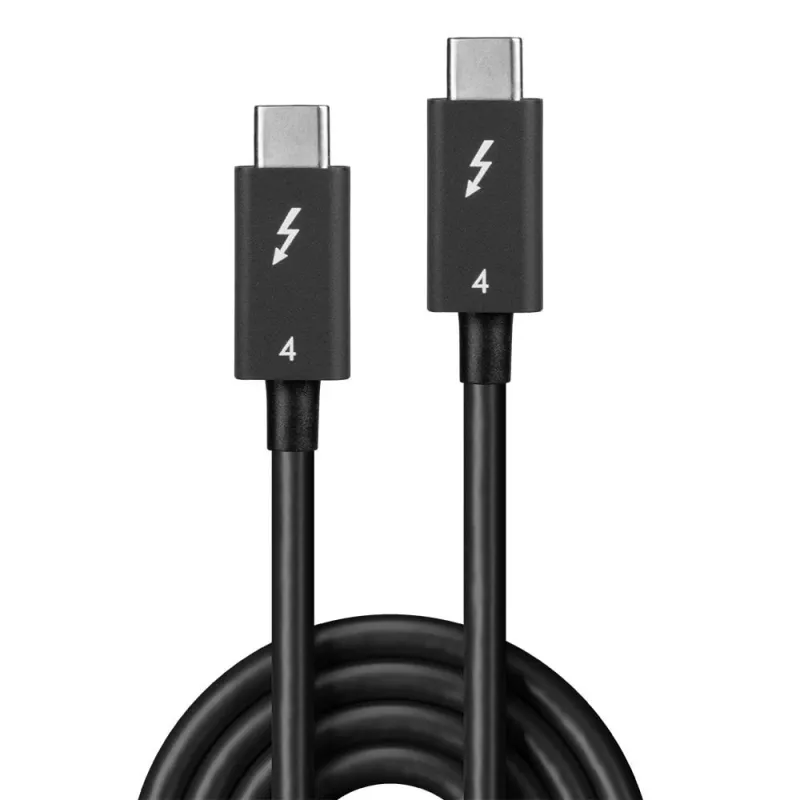 Lindy 1m Thunderbolt 4-kabel, 40 Gbit/s, passief, stekker, stekker, 1 m, 40 Gbit/s, zwart, nikkel/goud