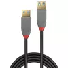 Lindy 36763 Anthra Line USB 3.2 Gen 1 Type A verlengkabel, USB-A-stekker naar USB-A-aansluiting (female), 5 Gbps, 3 m, zwart/grijs