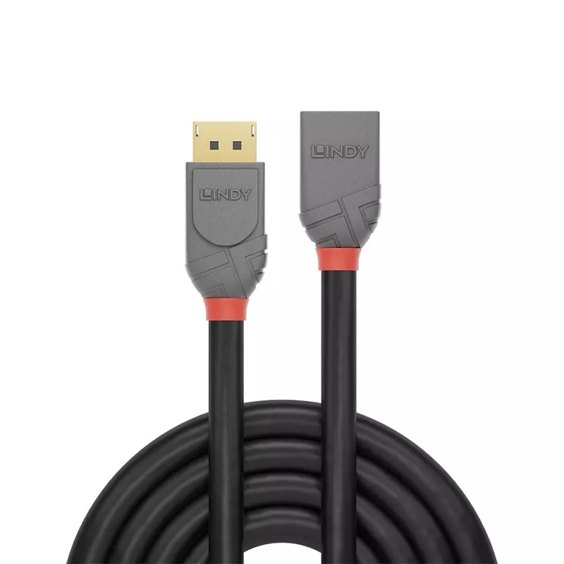 Lindy 1m DisplayPort 1.4 verlengkabel, Anthra Line, 1 m, DisplayPort, DisplayPort, stekker, bus, 7680 x 4320 pixels