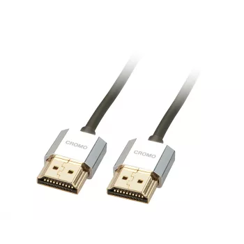 Lindy 0,5m CROMO slanke High Speed HDMI-kabel met Ethernet, 0,5 m, HDMI type A (standaard), HDMI type A (standaard), 3D, zwart
