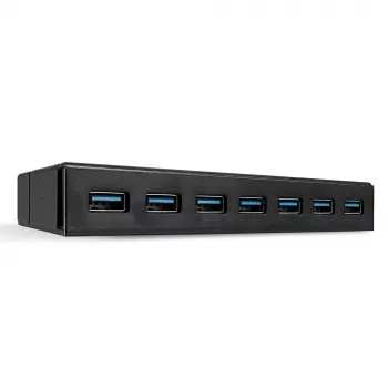 Lindy 7-poorts USB 3.0-hub, USB 3.2 Gen 1 (3.1 Gen 1) Type-A, USB 3.2 Gen 1 (3.1 Gen 1) Type-A, USB 3.2 Gen 1 (3.1 Gen 1), 5000 Mbit/s, zwart, kunststof