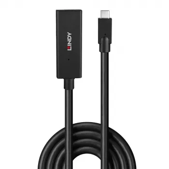 Lindy 5m USB 3.2 Gen 2 C/C actieve verlengkabel, 5 m, USB C, USB C, USB 3.2 Gen 2 (3.1 Gen 2), 10 Gbit/s, zwart