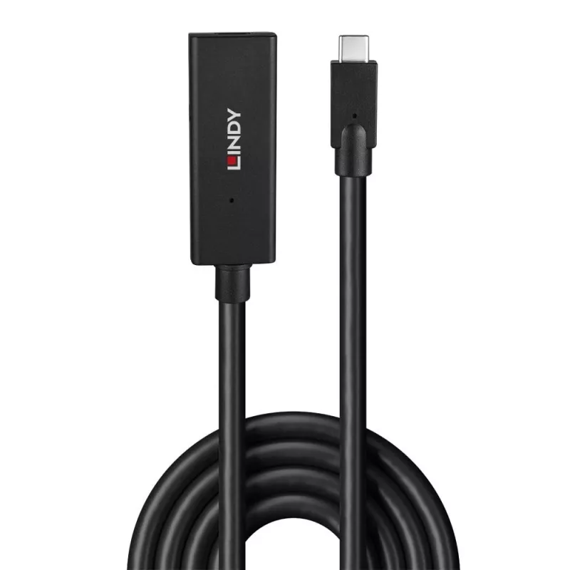Lindy 5m USB 3.2 Gen 2 C/C actieve verlengkabel, 5 m, USB C, USB C, USB 3.2 Gen 2 (3.1 Gen 2), 10 Gbit/s, zwart
