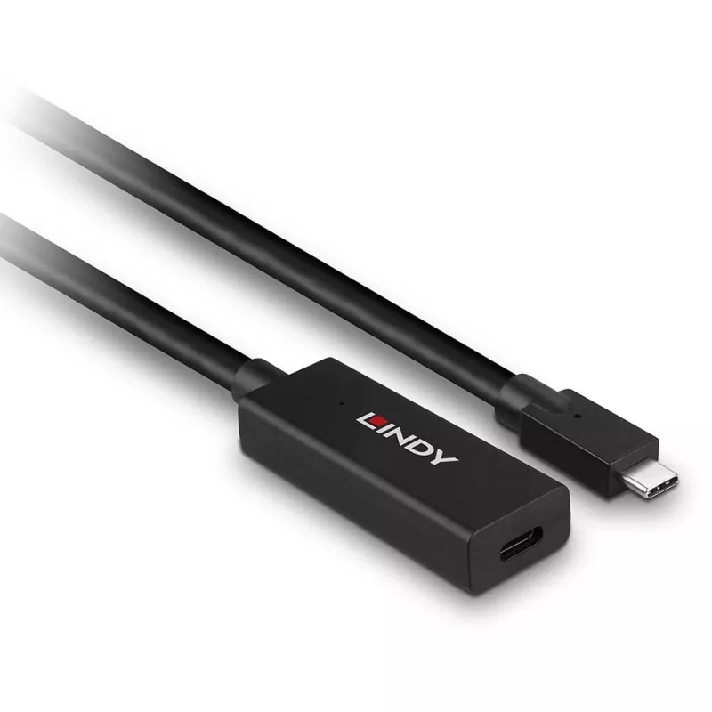 Lindy 5m USB 3.2 Gen 2 C/C actieve verlengkabel, 5 m, USB C, USB C, USB 3.2 Gen 2 (3.1 Gen 2), 10 Gbit/s, zwart