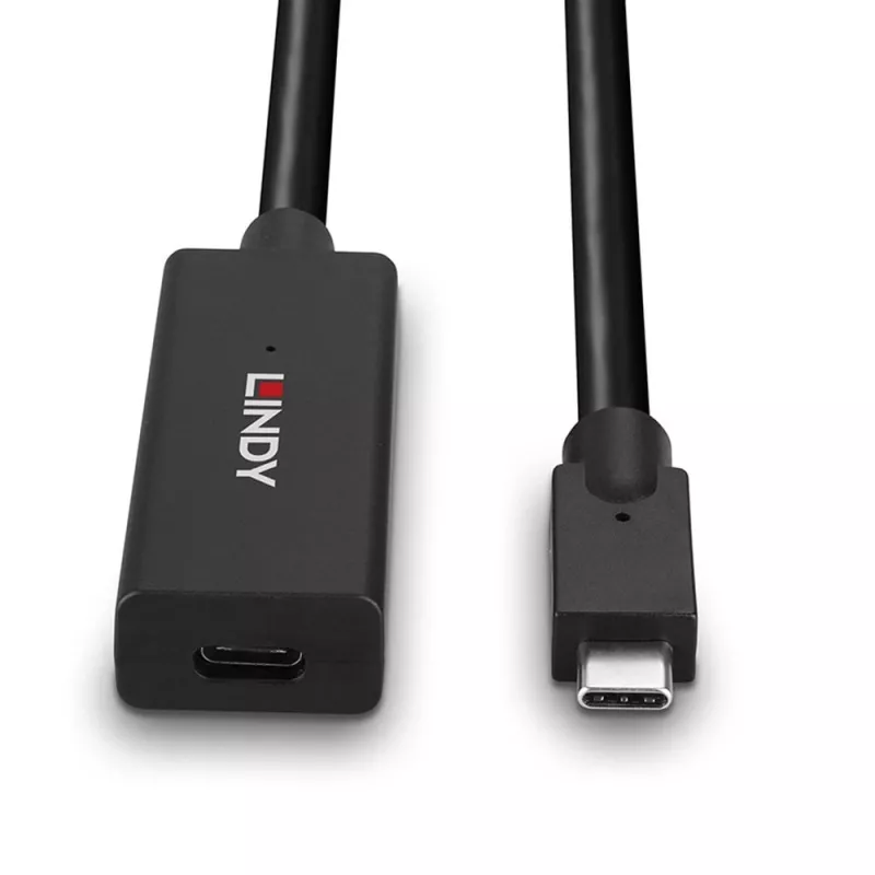 Lindy 5m USB 3.2 Gen 2 C/C actieve verlengkabel, 5 m, USB C, USB C, USB 3.2 Gen 2 (3.1 Gen 2), 10 Gbit/s, zwart