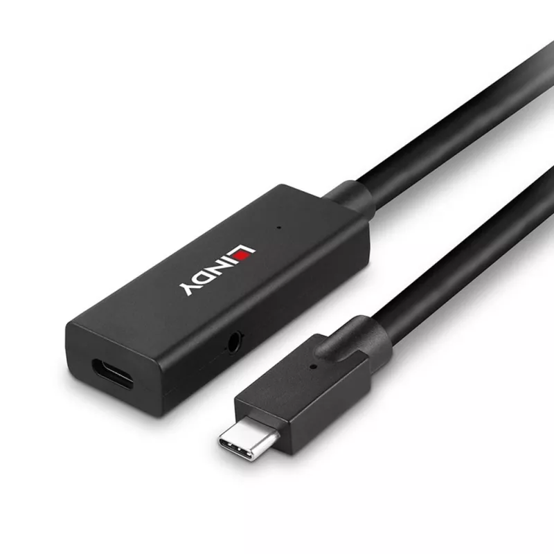 Lindy 5m USB 3.2 Gen 2 C/C actieve verlengkabel, 5 m, USB C, USB C, USB 3.2 Gen 2 (3.1 Gen 2), 10 Gbit/s, zwart