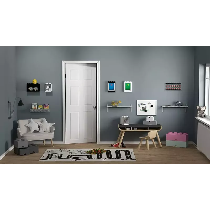 room copenhagen LEGO Brick Shelf 8+4 zwart — modulair wandrek met 2 planken