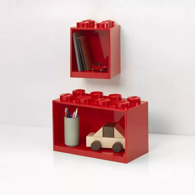 Shelf Room Copenhagen LEGO Brick Shelf 8+4 rood, 2 planken