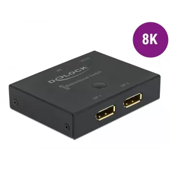 DELOCK DisplayPort 2 - 1 switch - bidirectioneel 8K 30 Hz