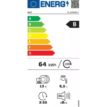 Neff S155YAX01E vaatwasser volledig integreerbaar 13 couverts