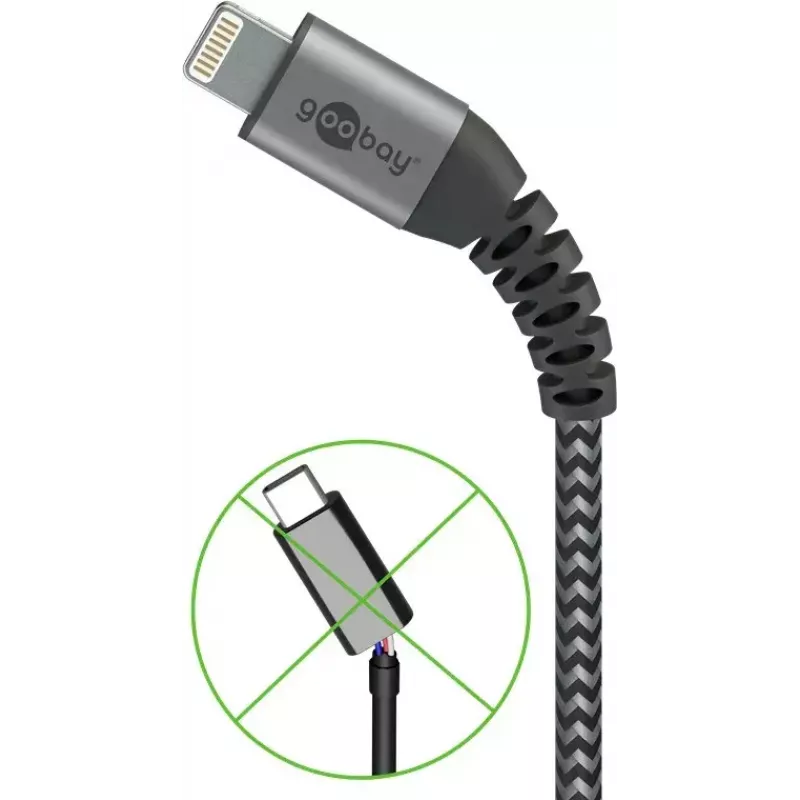 Lightning-kabel Wentronic 49267 0,5 m zwart-grijs