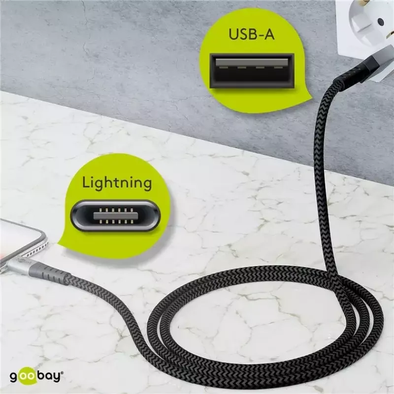 Lightning-kabel Wentronic 49267 0,5 m zwart-grijs