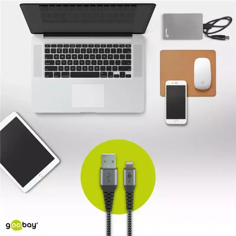 Lightning-kabel Wentronic 49267 0,5 m zwart-grijs