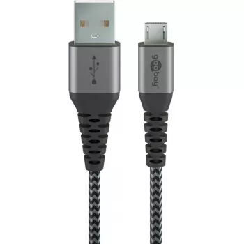 USB-kabel Wentronic 49282 USB 2.0 1 m Micro-USB B USB A zwart grijs