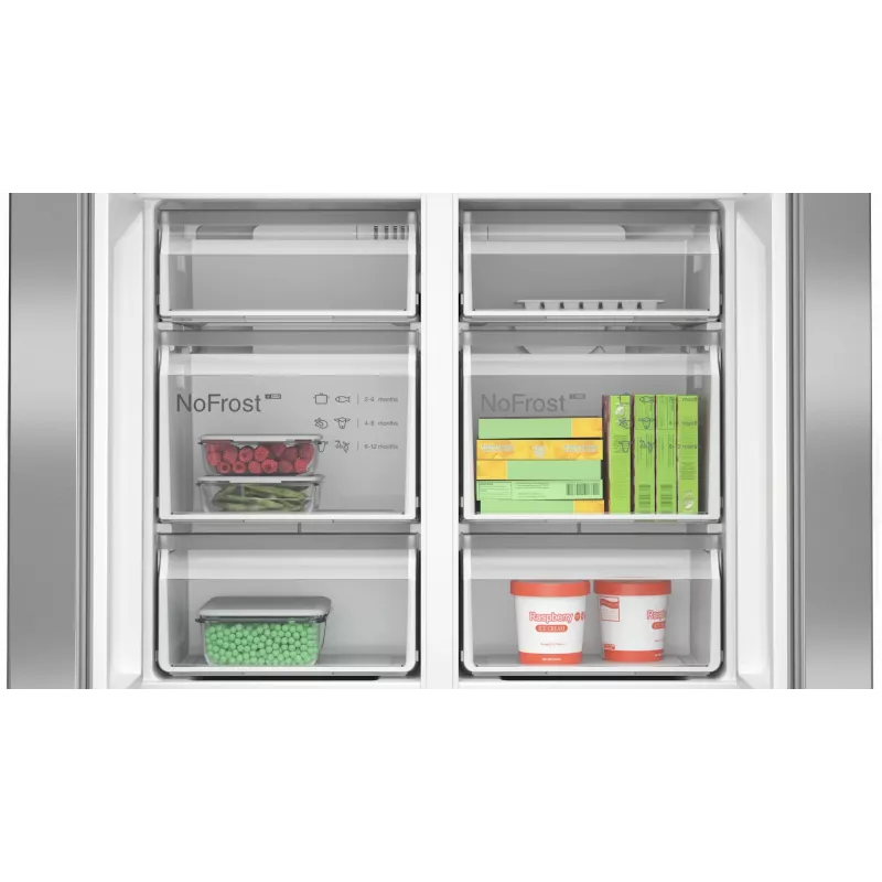 Bosch Serie 4 KFN96APEA koel-vriescombinatie Side-by-Side, French Door, vrijstaand, 605 l (405 l + 200 l), Home Connect, energieklasse E, roestvrij staal