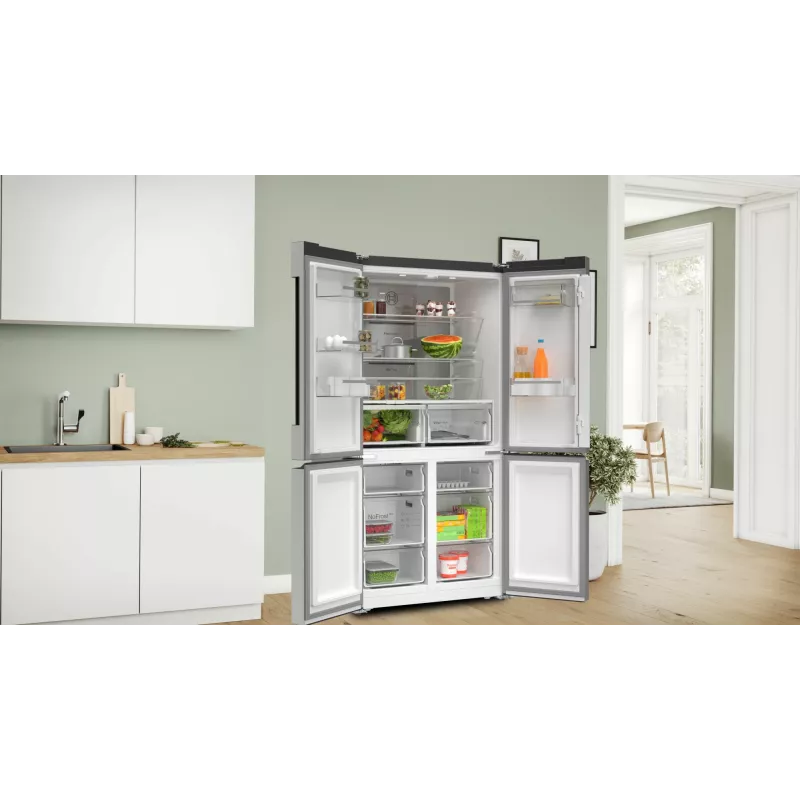 Bosch Serie 4 KFN96APEA koel-vriescombinatie Side-by-Side, French Door, vrijstaand, 605 l (405 l + 200 l), Home Connect, energieklasse E, roestvrij staal