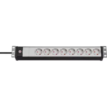 BRENNENSTUHL stekkerdoos - Premium-Line 19 inch voor schakelkasten 8-voudig zwart/lichtgrijs - 3m grijs