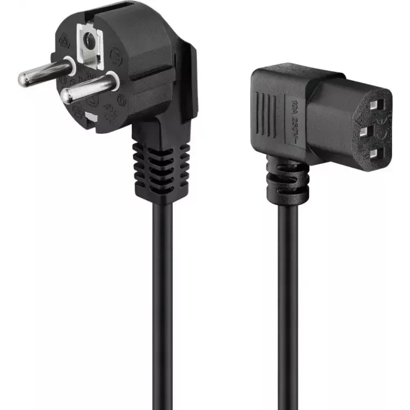 Goobay haakse IEC-kabel 5m zwart netstekker type F IEC C13