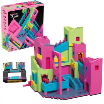 Mattel MEGA Squid Game trappenbouw speelgoedset met actiefiguur (1707 delen) voor verzamelaars