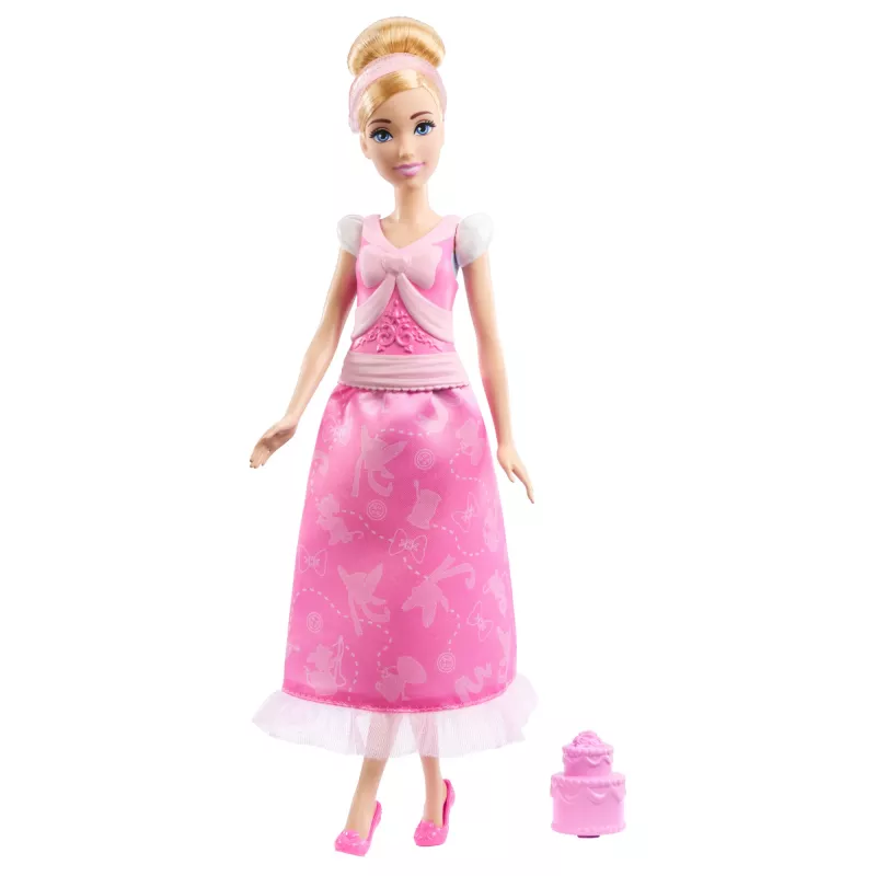 Disney Princess 2-in-1 verhalen Cinderella modepop met 2 opzetstukken, 2 rokken & 9 accessoires